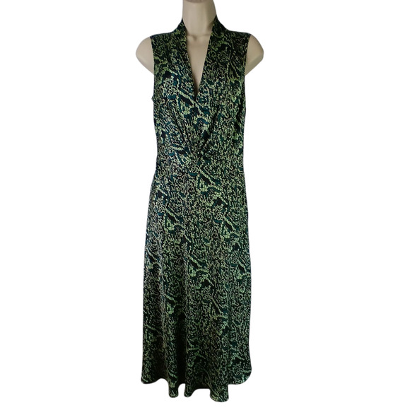 Apostrophe VTG SZ 38/8 100% Silk Slip Dress Gathered V Neck Lined 90s Y2K - Picture 2 of 7
